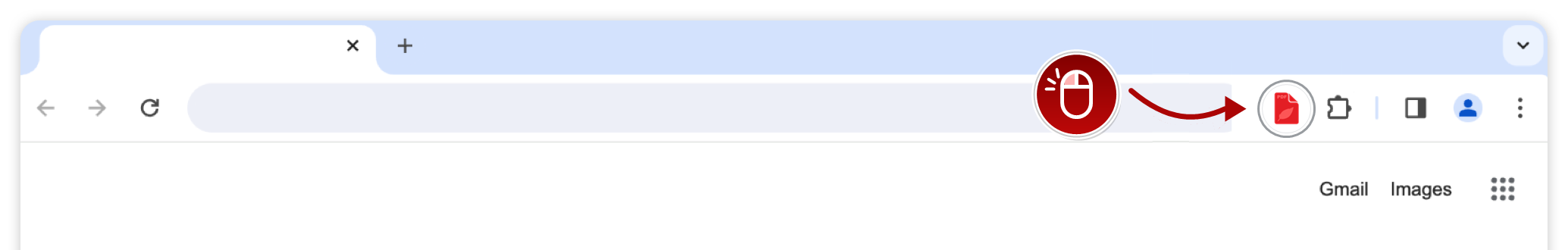 Chrome toolbar showing how to click the Make PDF Smaller icon